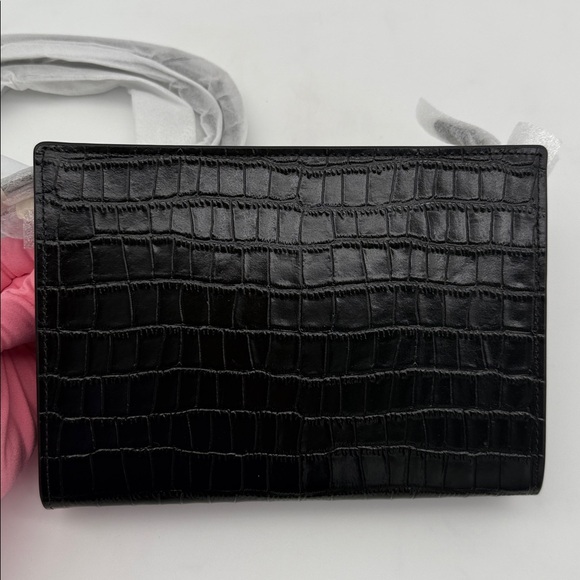 Coach Slim Crossbody Croc Embossed Bag Black - Picture 2 of 16